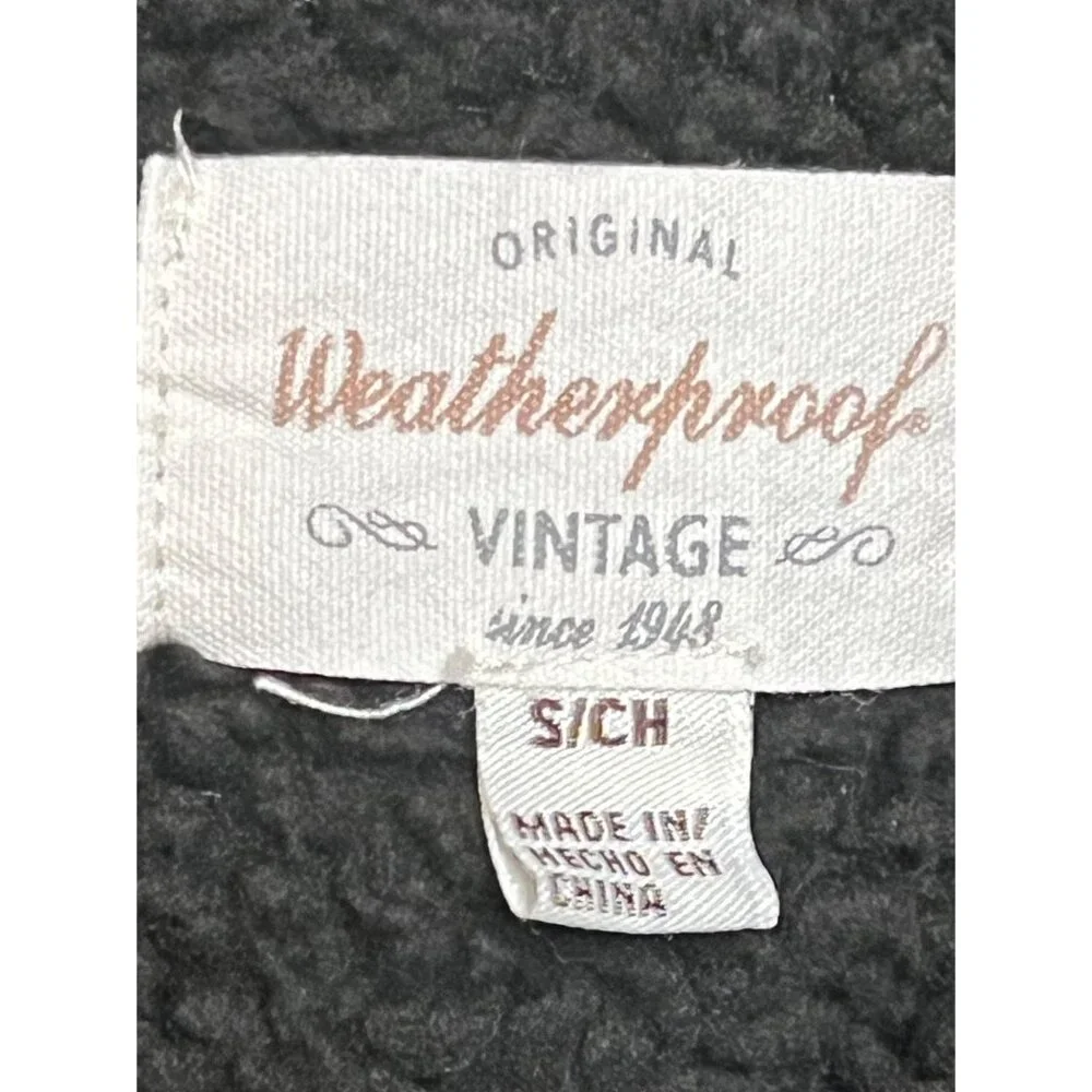 Weatherproof Vintage Sherpa Fleece Vest Full Zipper Pockets Hood Black - Size S